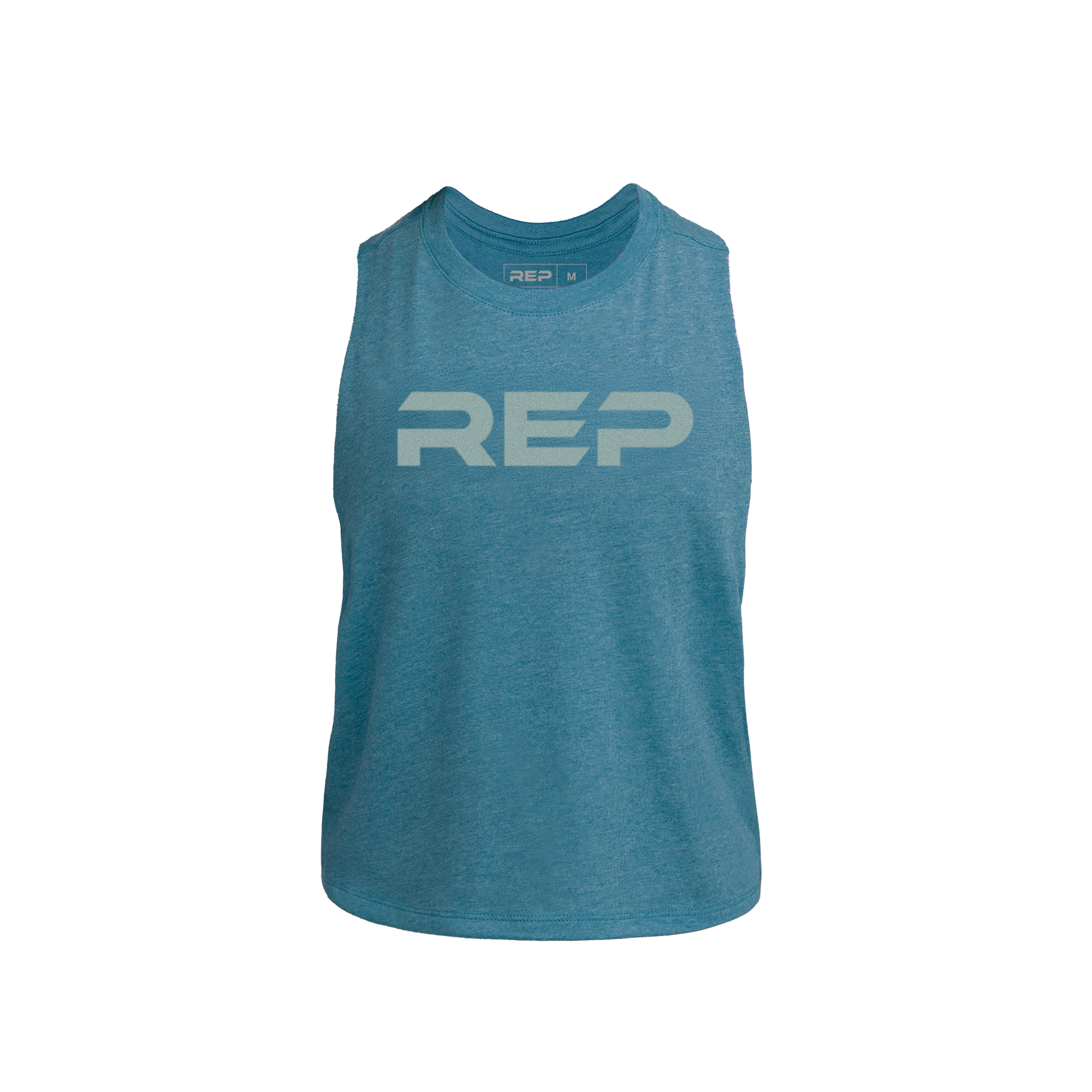 Women's Daily Driver Cropped Dual-Blend Tank - Heather Teal/Aqua Gray / X-Small